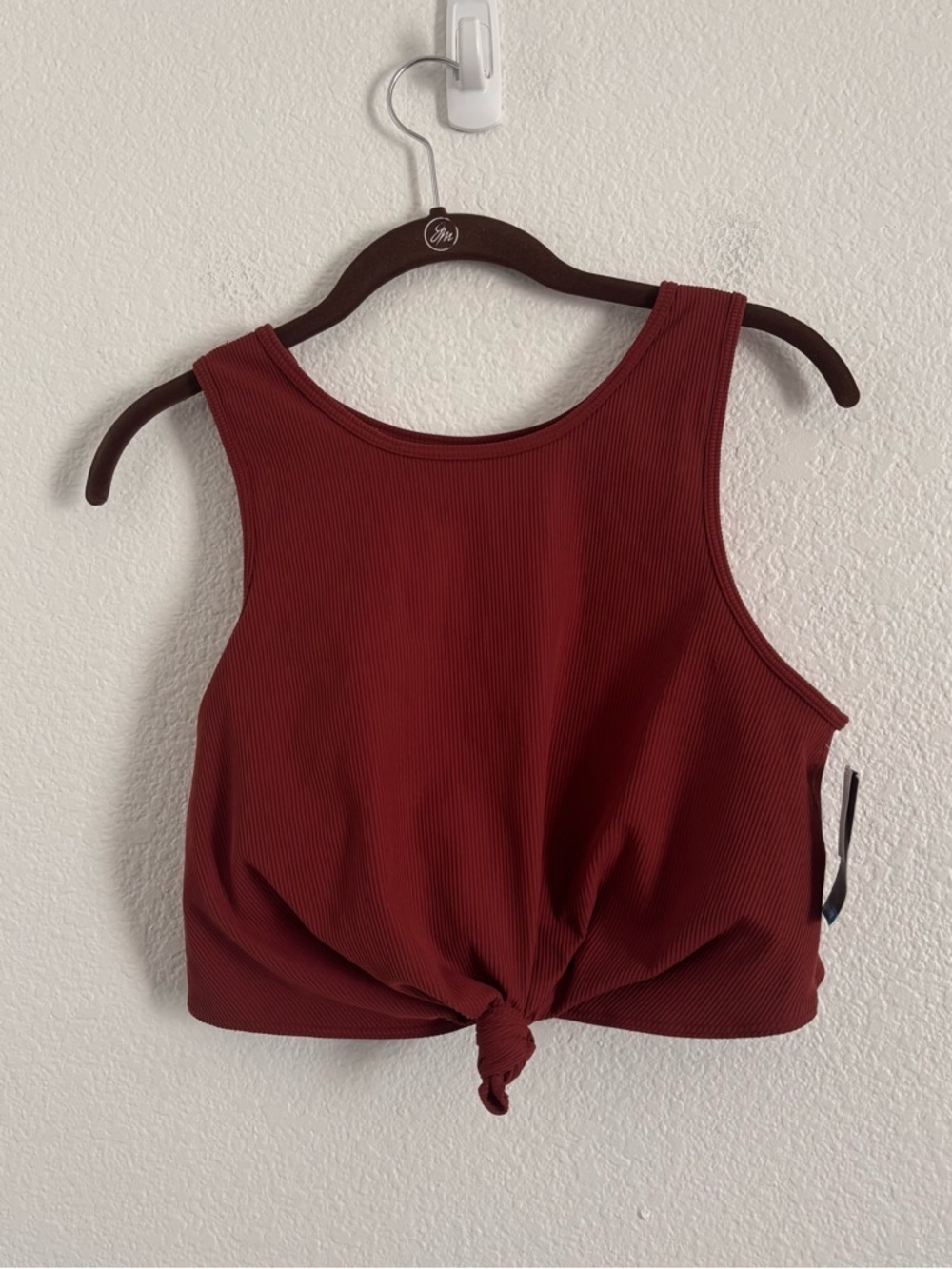 NWT Gap Fit Women's Large Burgundy Red Tie Front Sports Bra